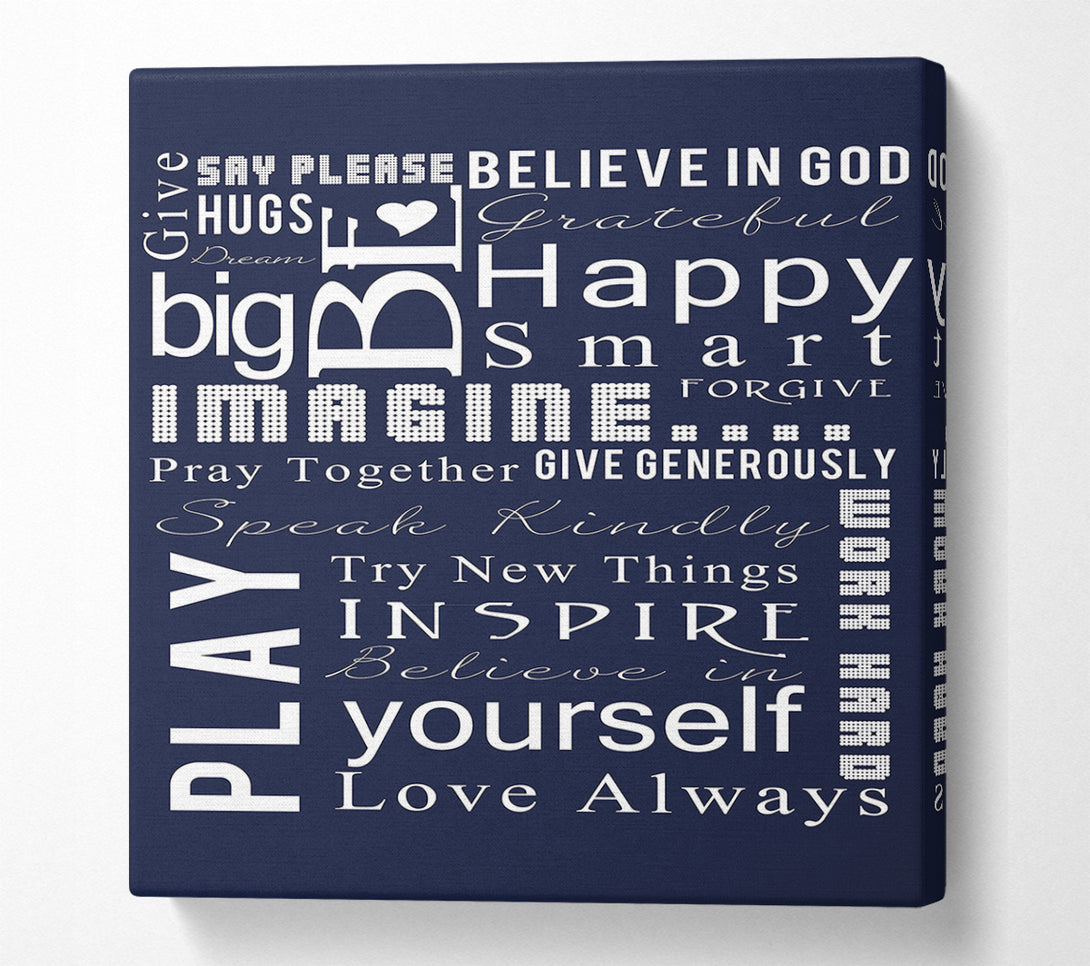  A Canvas Print of Home Quote Family Rules Be Happy Love Always Canvas Print