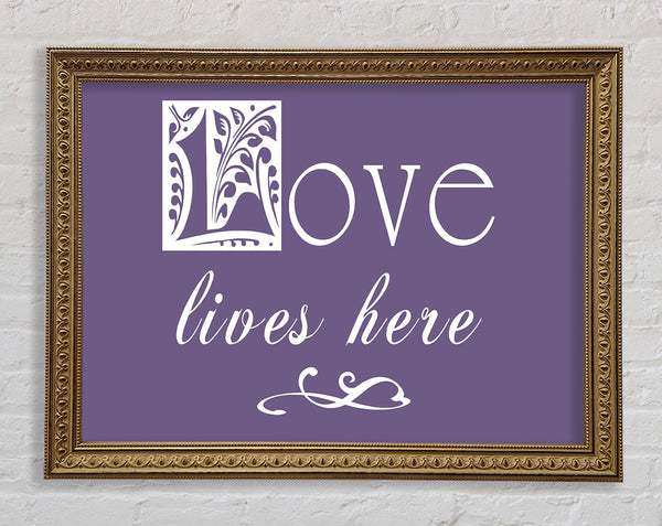 Love Quote Love Lives Here Lilac Framed Print