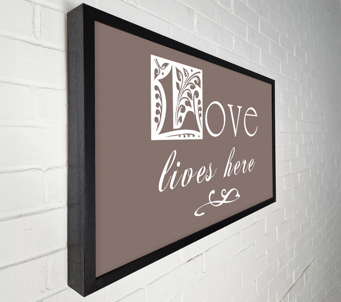  A Canvas Print of Love Quote Love Lives Here Beige Canvas Art