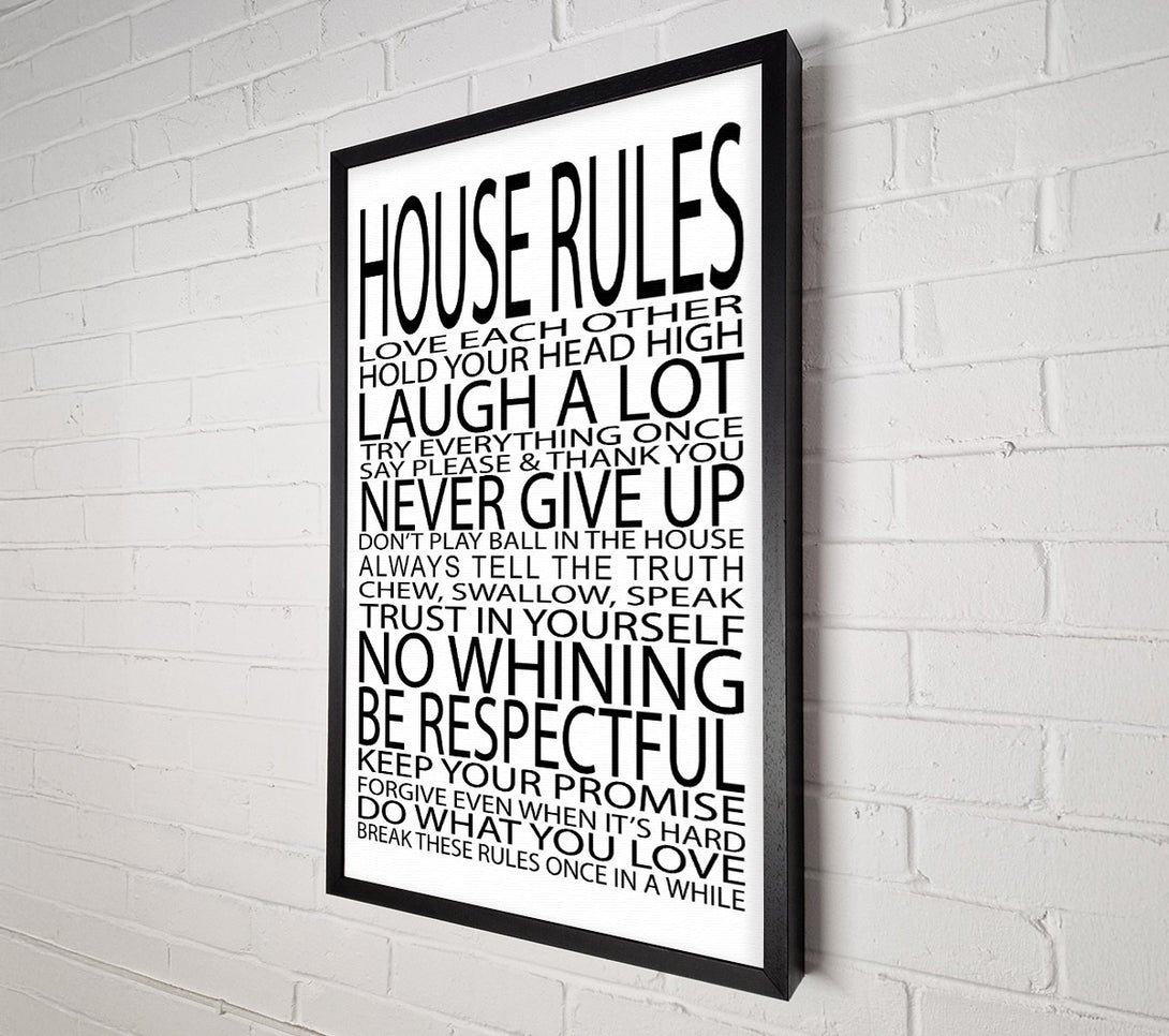  A Canvas Print of Family Quote House Rules Love Each Other Canvas Print