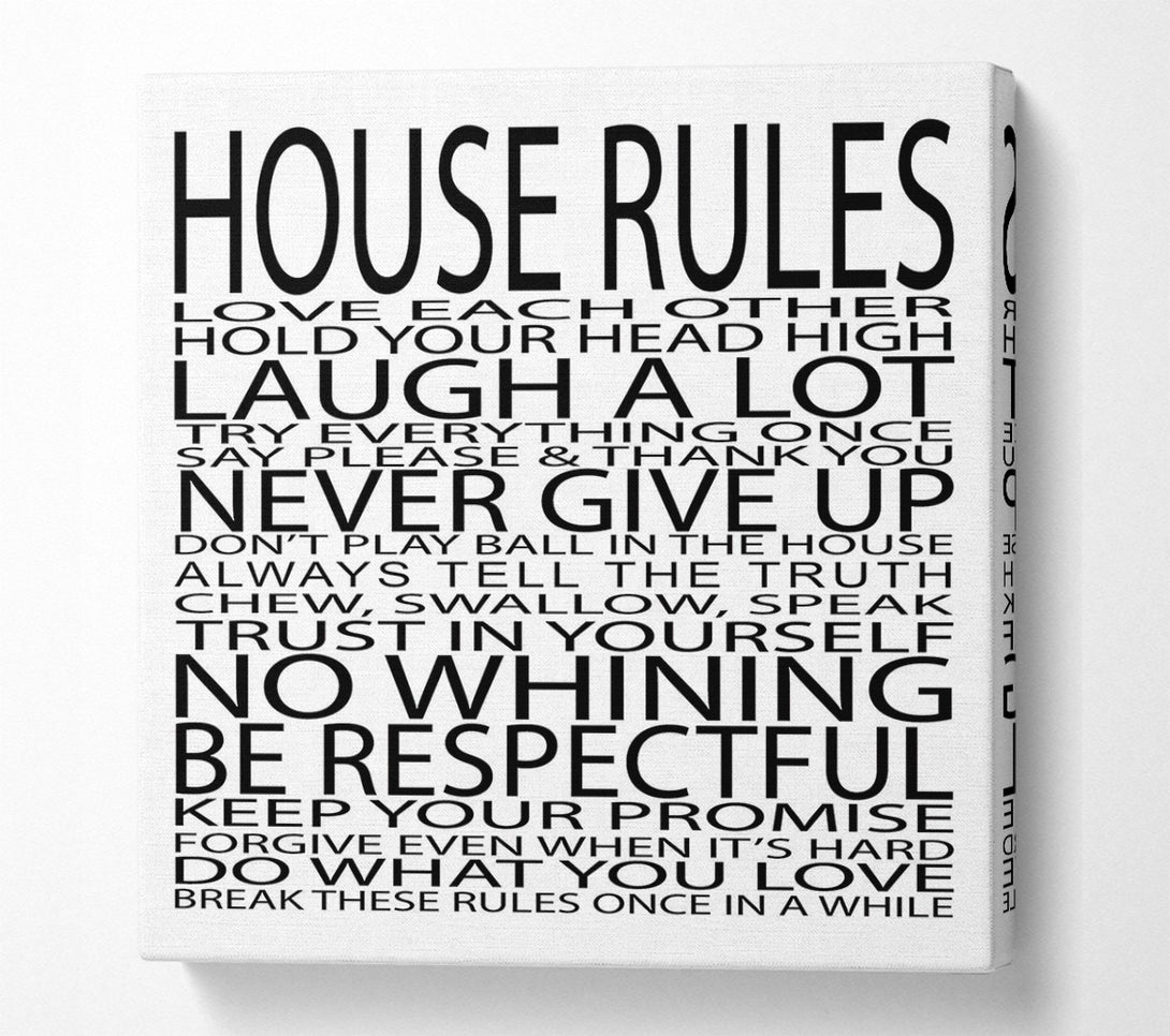  A Canvas Print of Family Quote House Rules Love Each Other Canvas Print