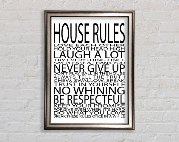 Family Quote House Rules Love Each Other Framed Print