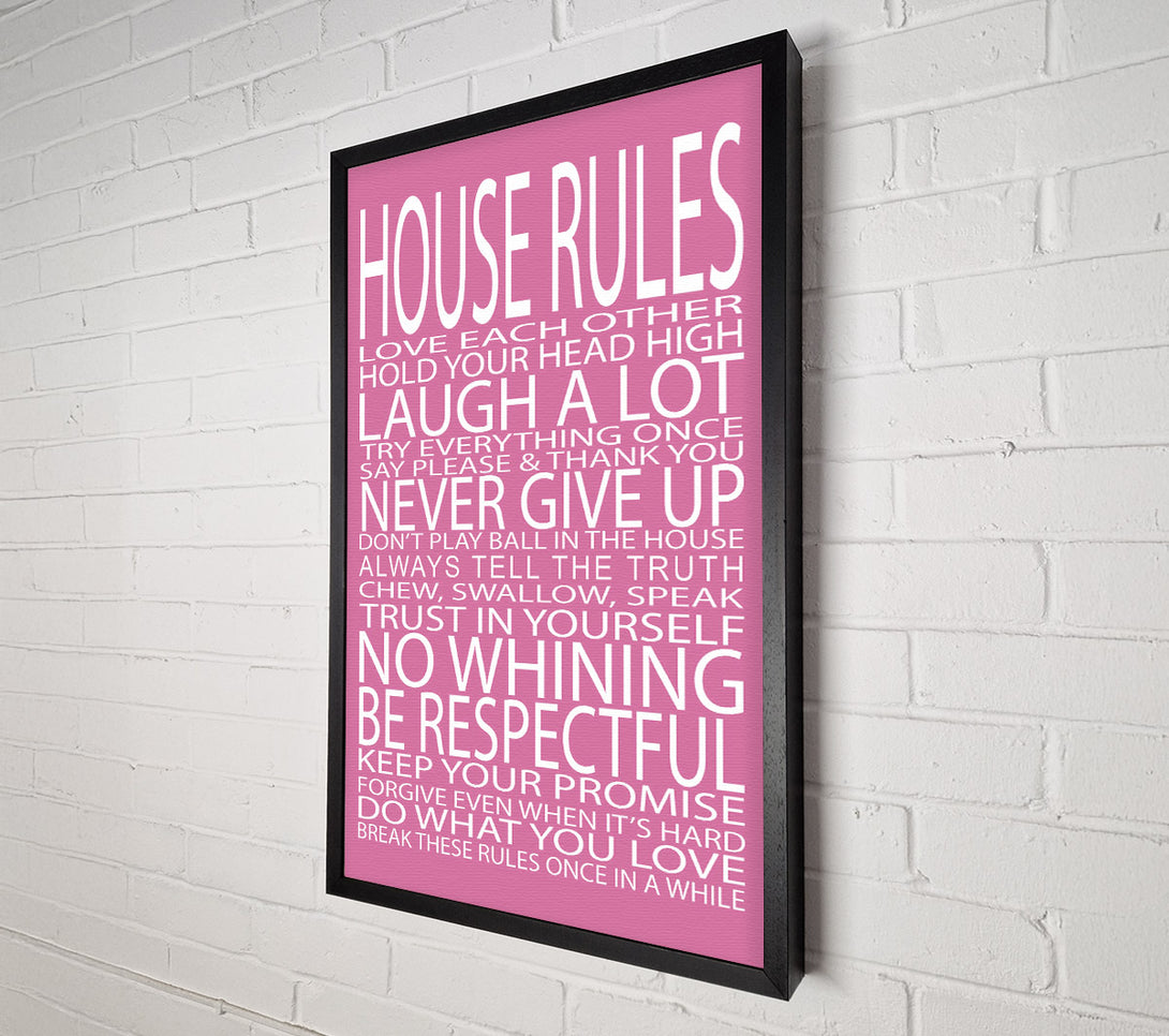  A Canvas Print of Family Quote House Rules Love Each Other Pink Canvas Art