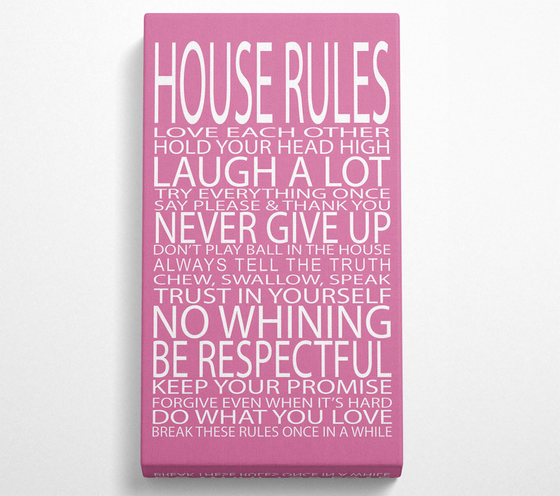  A Canvas Print of Family Quote House Rules Love Each Other Pink Canvas Art