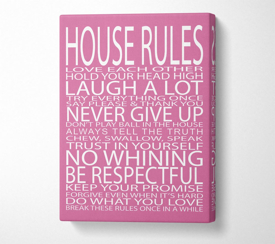  A Canvas Print of Family Quote House Rules Love Each Other Pink Canvas Art
