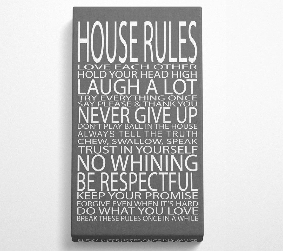  A Canvas Print of Family Quote House Rules Love Each Other Grey Canvas Print
