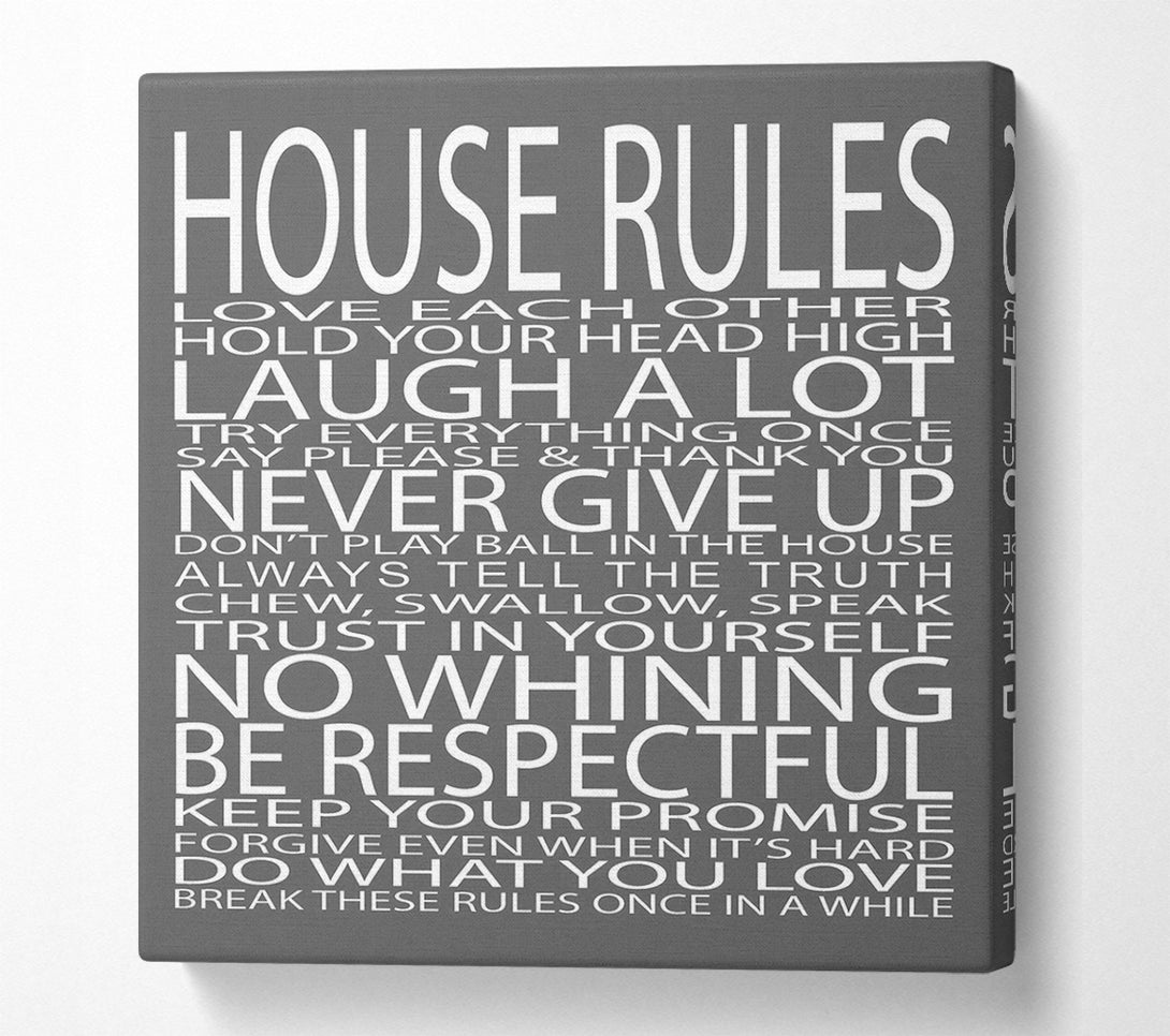  A Canvas Print of Family Quote House Rules Love Each Other Grey Canvas Print