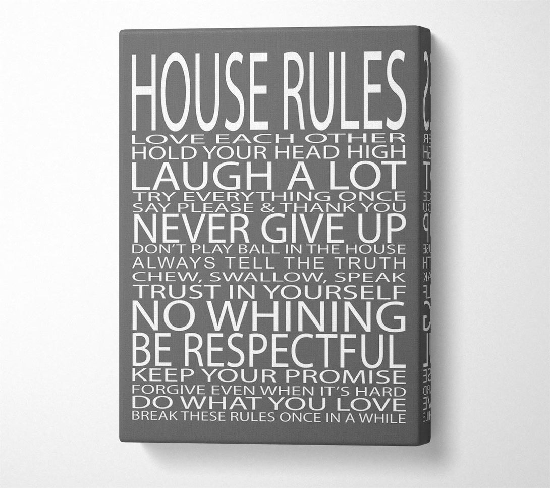  A Canvas Print of Family Quote House Rules Love Each Other Grey Canvas Print