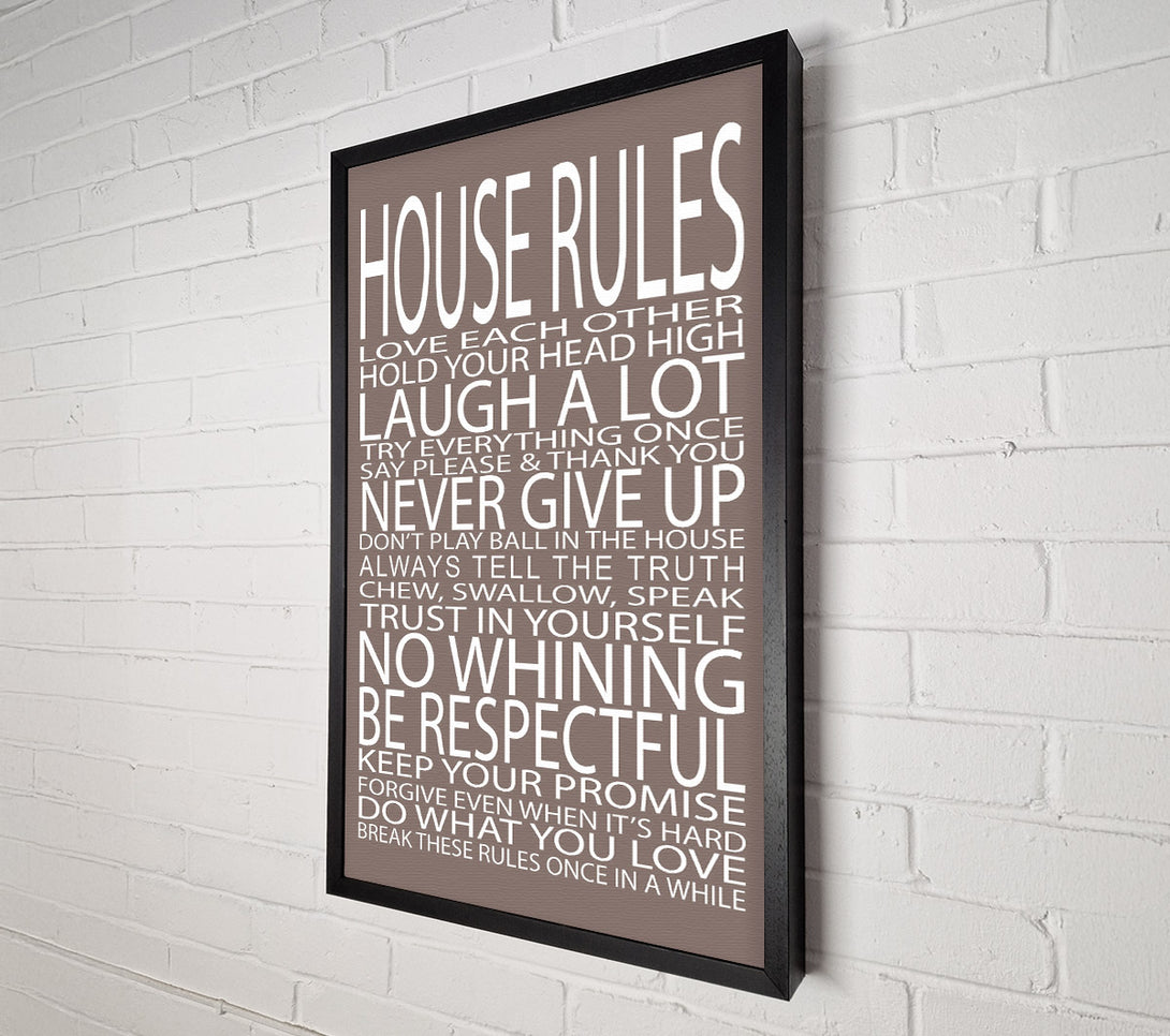  A Canvas Print of Family Quote House Rules Love Each Other Beige Canvas Art