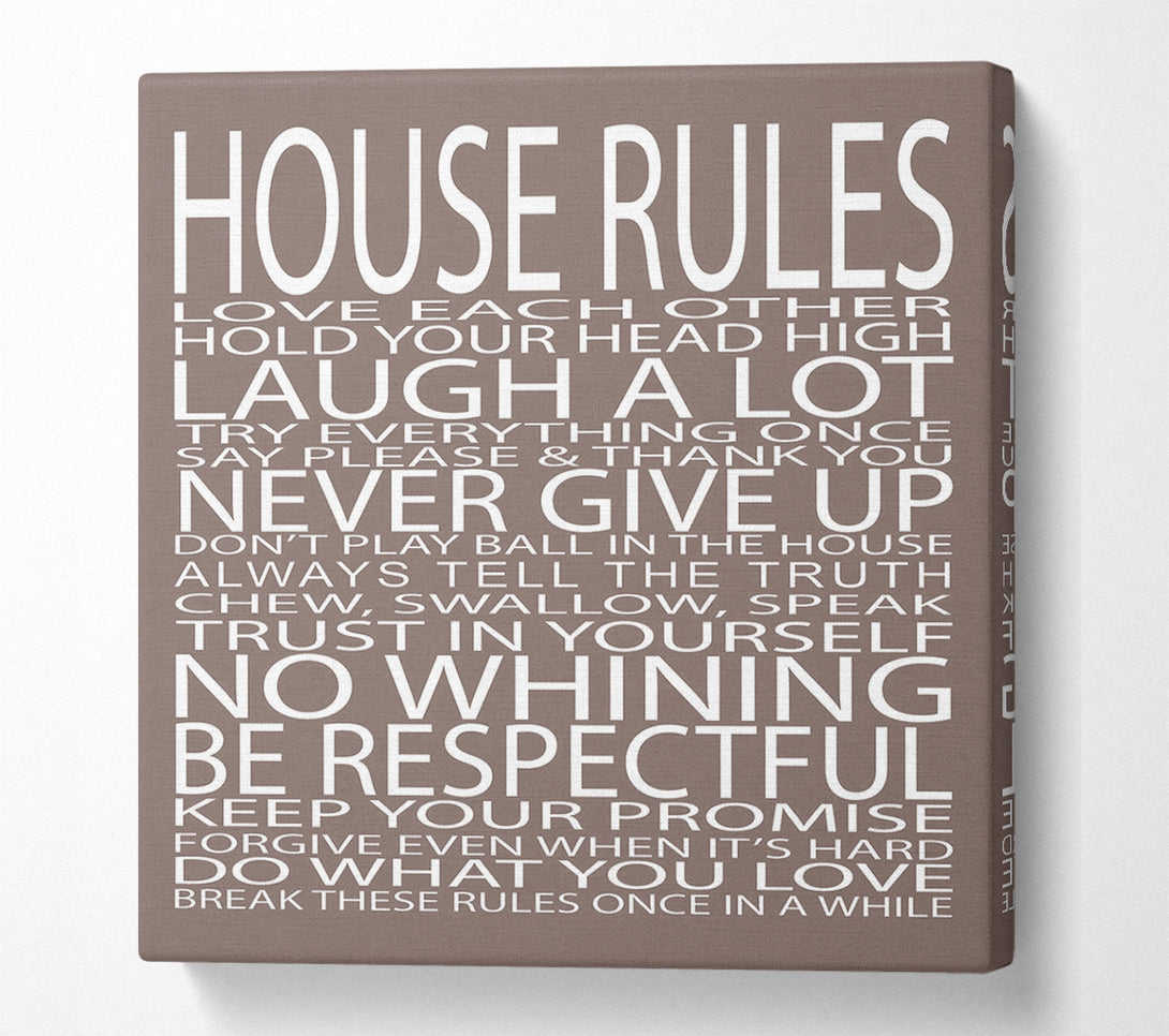  A Canvas Print of Family Quote House Rules Love Each Other Beige Canvas Art