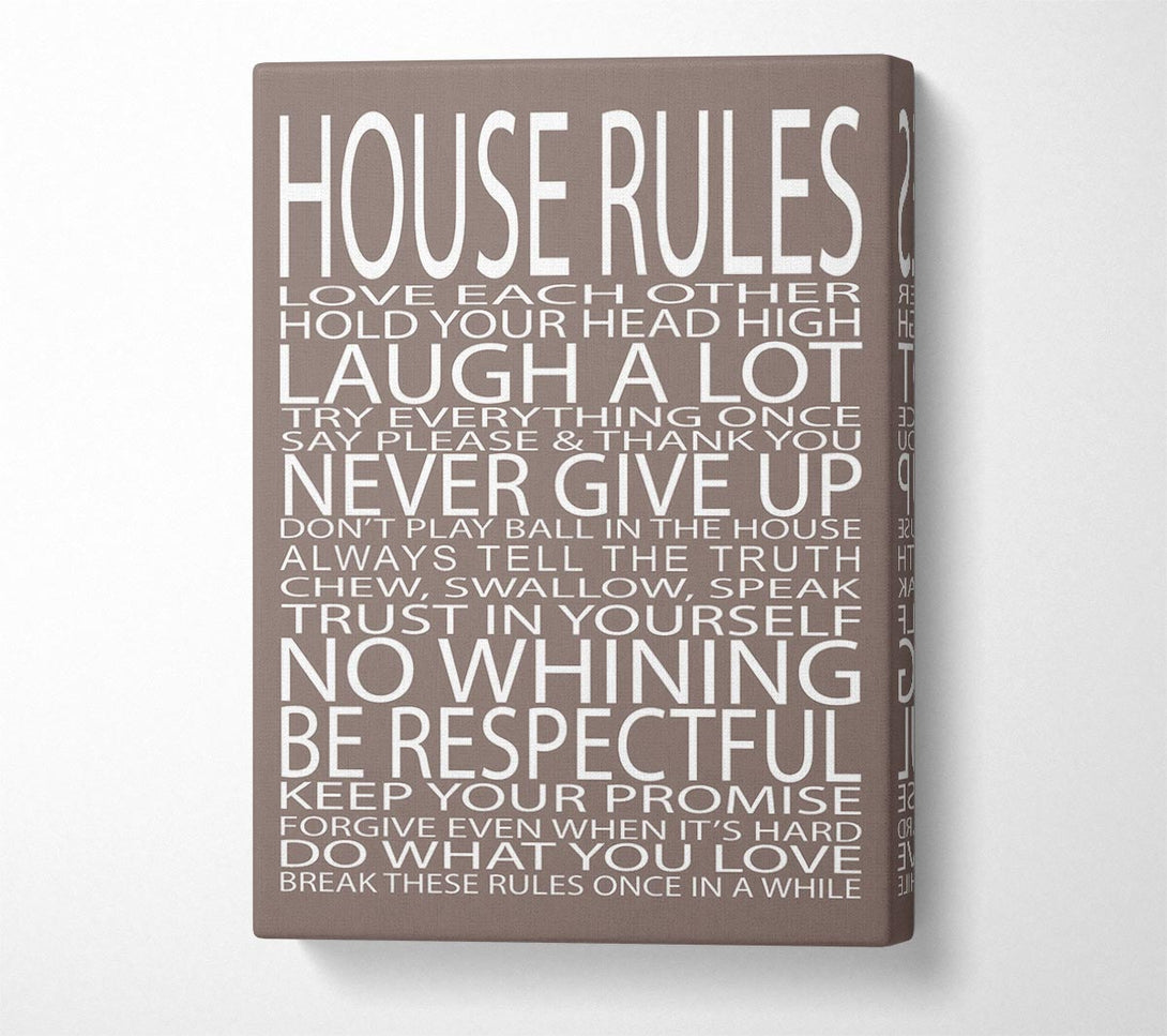  A Canvas Print of Family Quote House Rules Love Each Other Beige Canvas Art