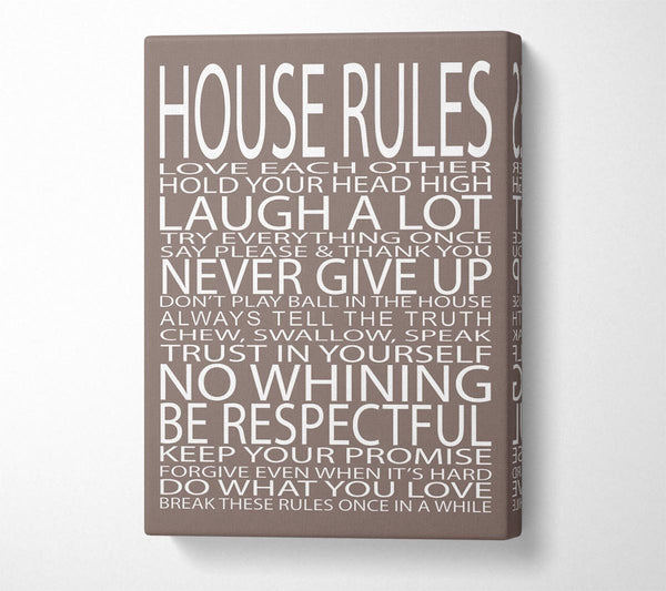  A Canvas Print of Family Quote House Rules Love Each Other Beige Canvas Art