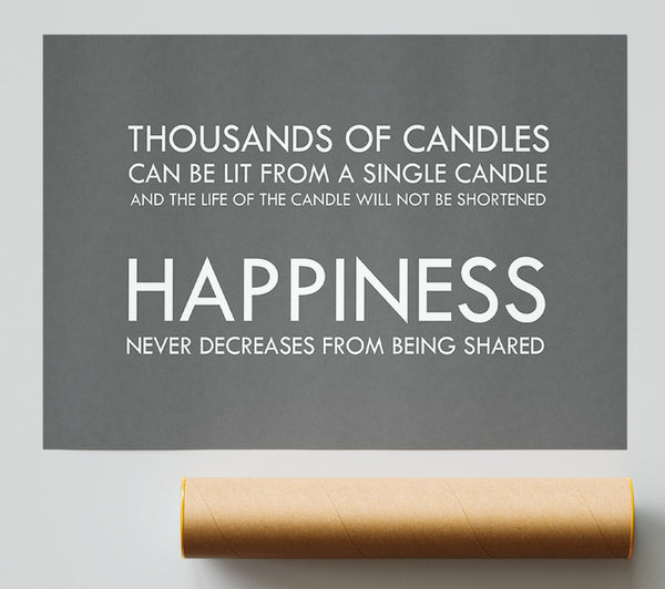 Happiness Never Decreases From Being Shared Grey Poster