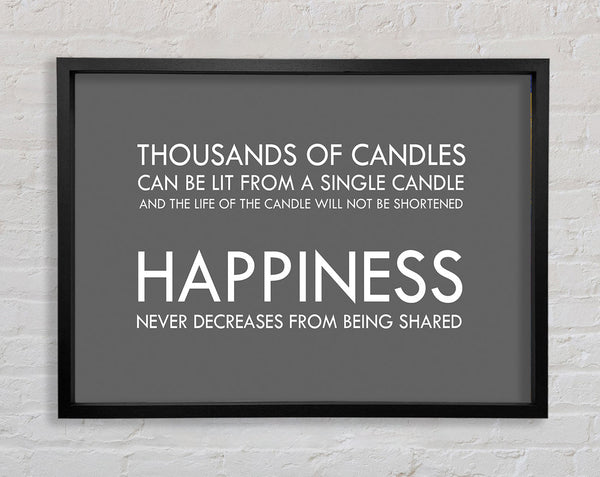 Happiness Never Decreases From Being Shared Grey Framed Print