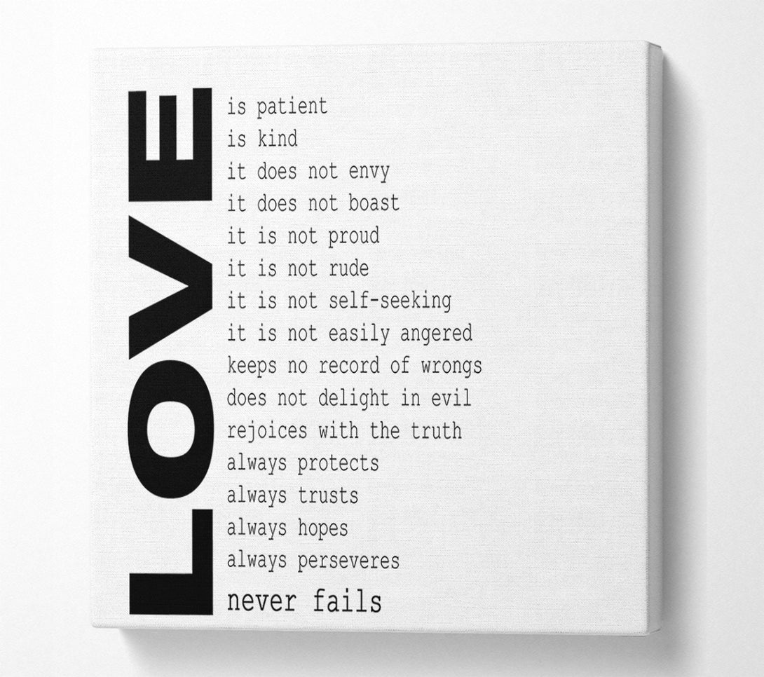  A Canvas Print of Love Quote Love Never Fails Canvas Wall Art