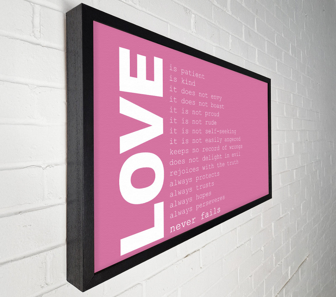  A Canvas Print of Love Quote Love Never Fails Pink Canvas Art