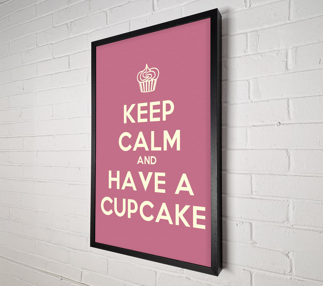  A Canvas Print of Kitchen Quote Keep Calm Cupcake Pink Canvas Print