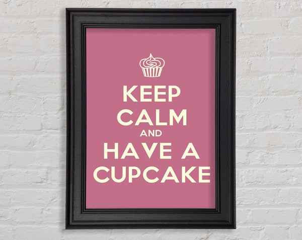 Kitchen Quote Keep Calm Cupcake Pink Framed Print