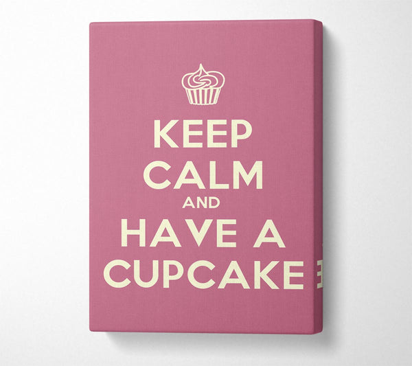  A Canvas Print of Kitchen Quote Keep Calm Cupcake Pink Canvas Print