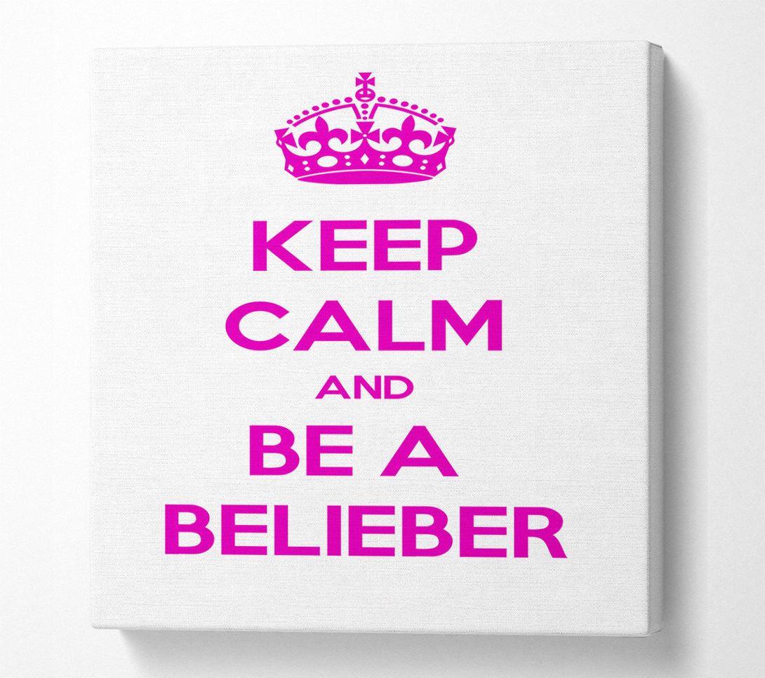  A Canvas Print of Music Quote Keep Calm Justin Bieber Canvas Print