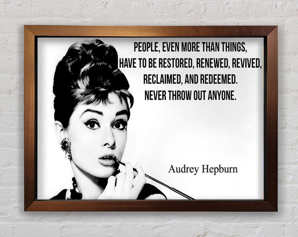 Movie Quote Audrey Hepburn Never Throw Out Framed Print