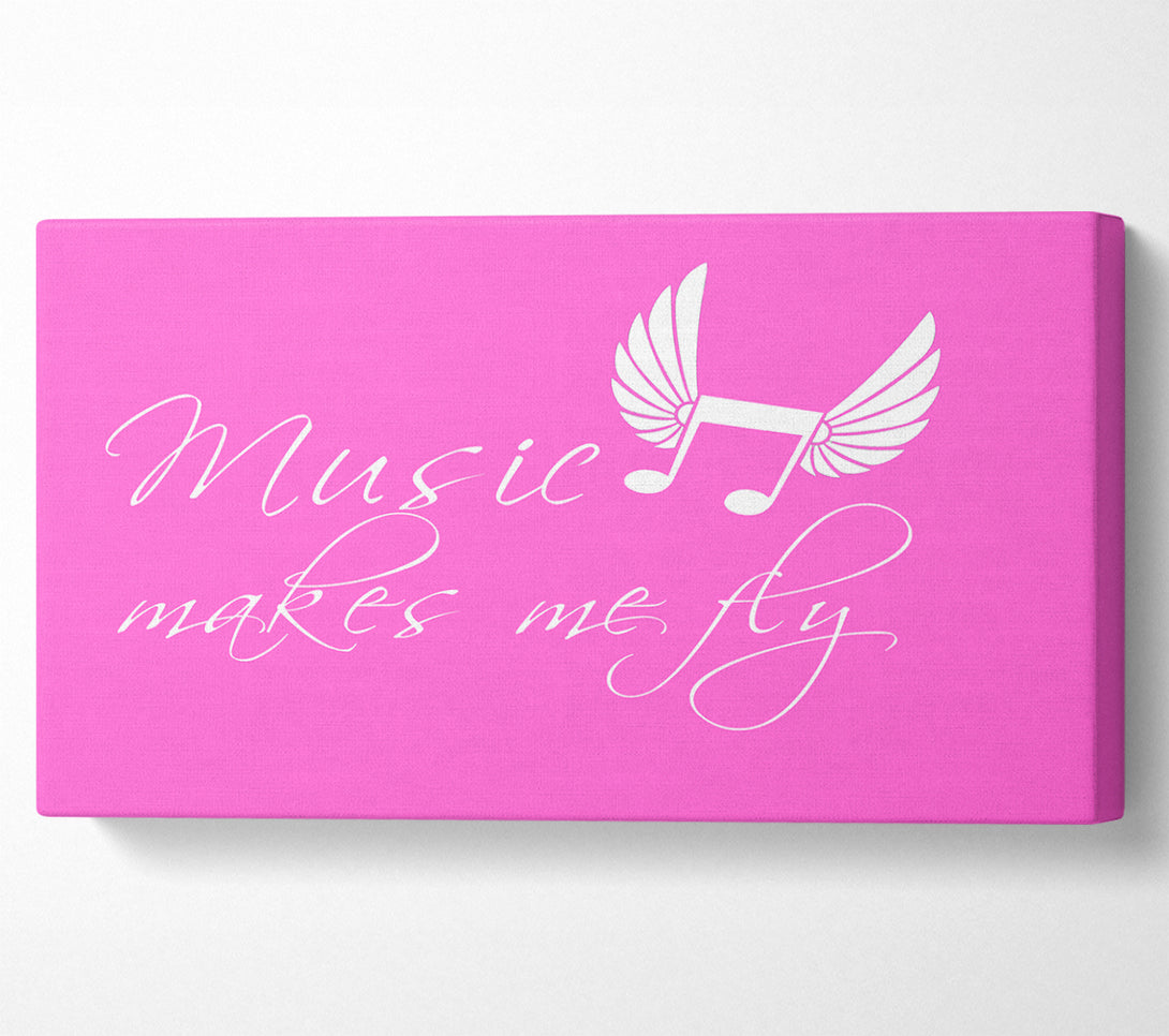  A Canvas Print of Girls Room Quote Music Makes Me Fly Vivid Pink Canvas Art