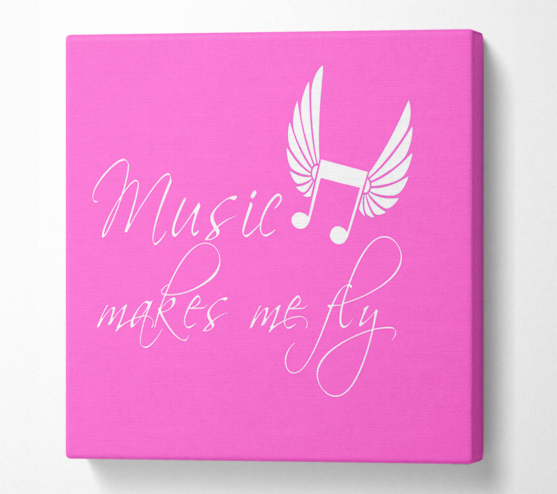  A Canvas Print of Girls Room Quote Music Makes Me Fly Vivid Pink Canvas Art