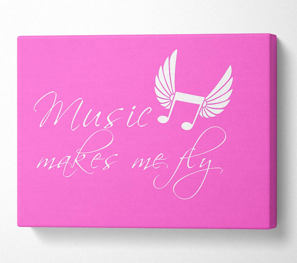  A Canvas Print of Girls Room Quote Music Makes Me Fly Vivid Pink Canvas Art