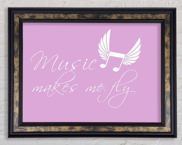 Music Makes Me Fly Pink Framed Print