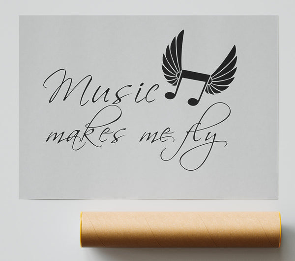 Boys Room Quote Music Makes Me Fly Grey Giclee Print
