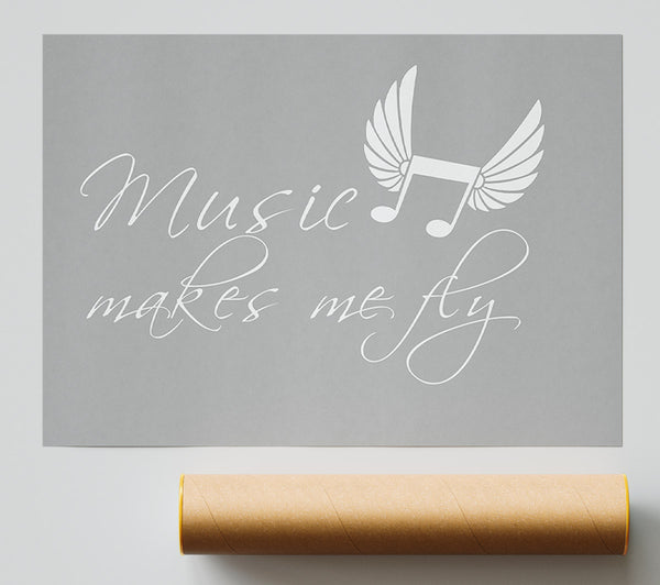 Boys Room Quote Music Makes Me Fly Grey White Print