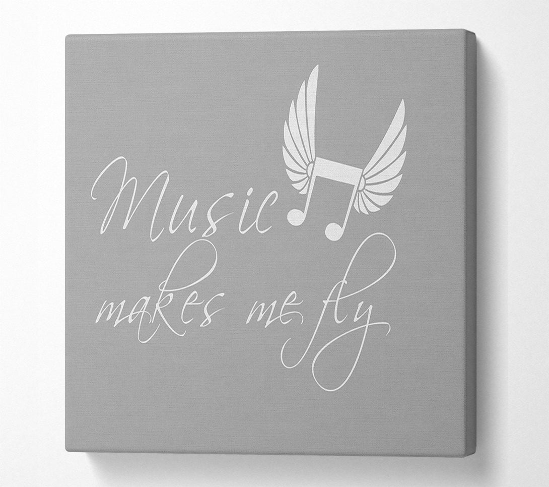  A Canvas Print of Boys room Quote Music Makes Me Fly Grey White Canvas Print
