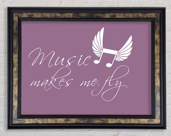 Music Makes Me Fly Dusty Pink Framed Print