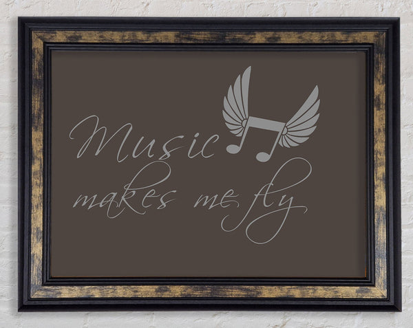 Boys room Quote Music Makes Me Fly Chocolate Framed Print