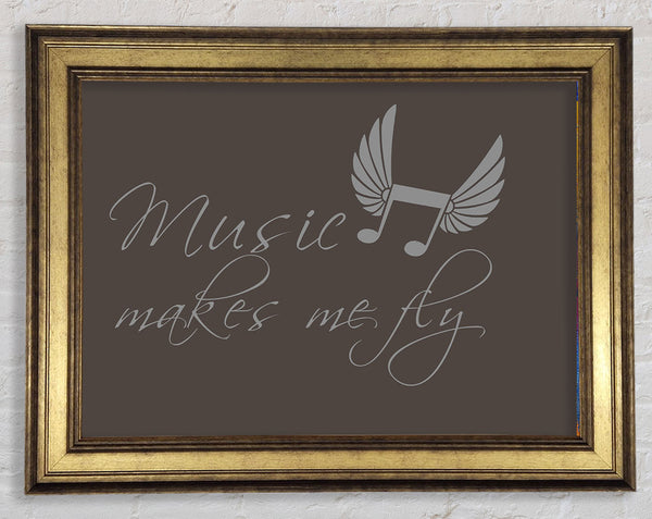 Boys room Quote Music Makes Me Fly Chocolate Framed Print