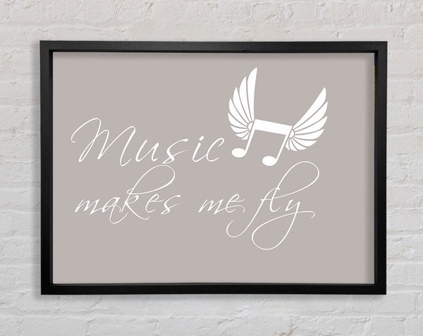 Boys room Quote Music Makes Me Fly Beige Framed Print