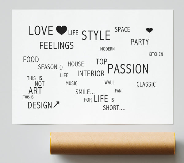 Love Quote Love Life White Giclee Print