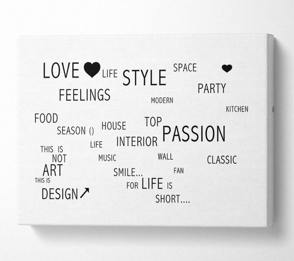  A Canvas Print of Love Quote Love Life White Canvas Art