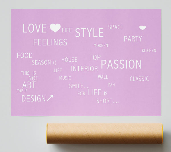 Love Quote Love Life Pink Poster