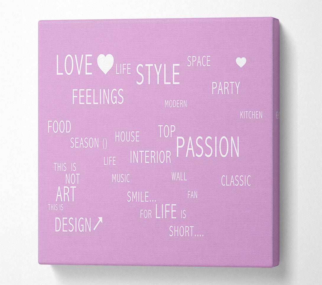  A Canvas Print of Love Quote Love Life Pink Canvas Print