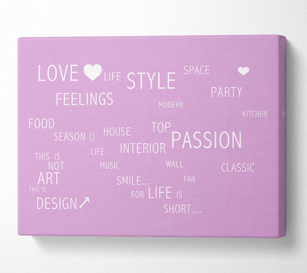  A Canvas Print of Love Quote Love Life Pink Canvas Print