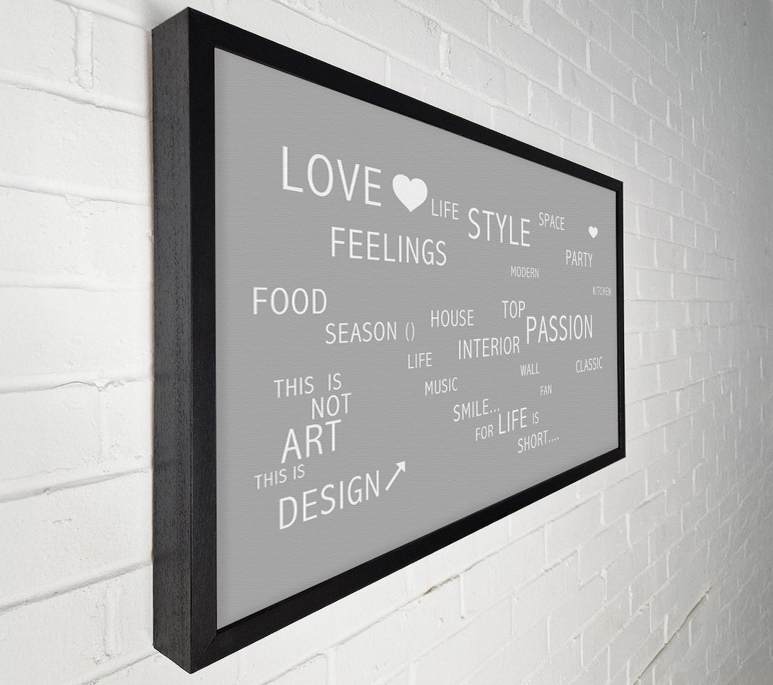  A Canvas Print of Love Quote Love Life Grey White Canvas Wall Art