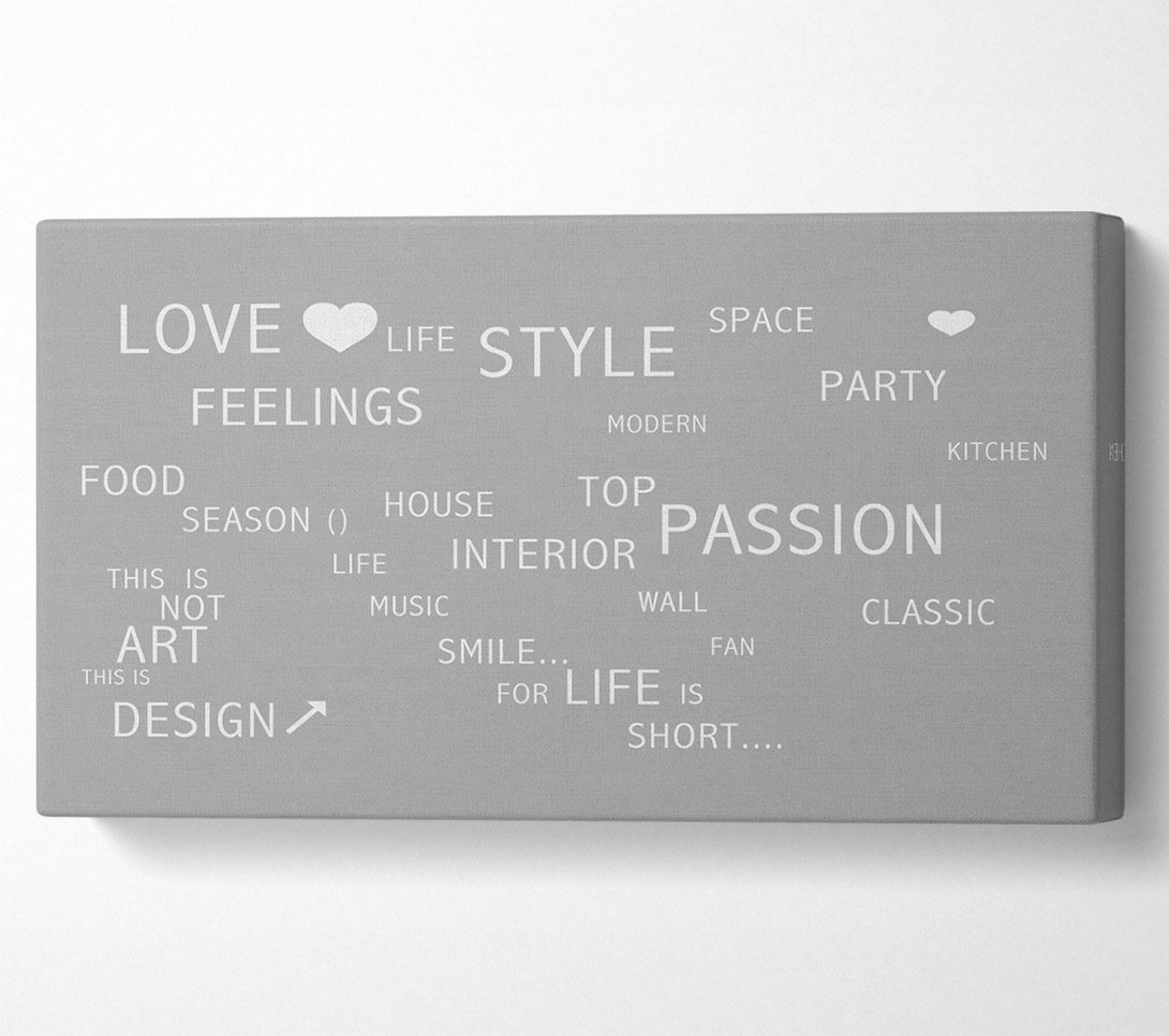 A Canvas Print of Love Quote Love Life Grey White Canvas Wall Art