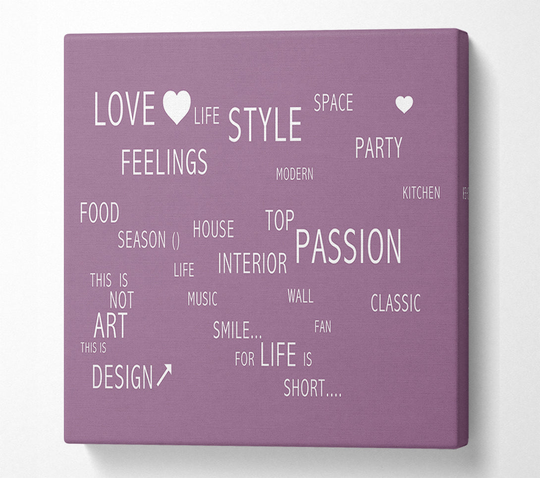  A Canvas Print of Love Quote Love Life Dusty Pink Canvas Print