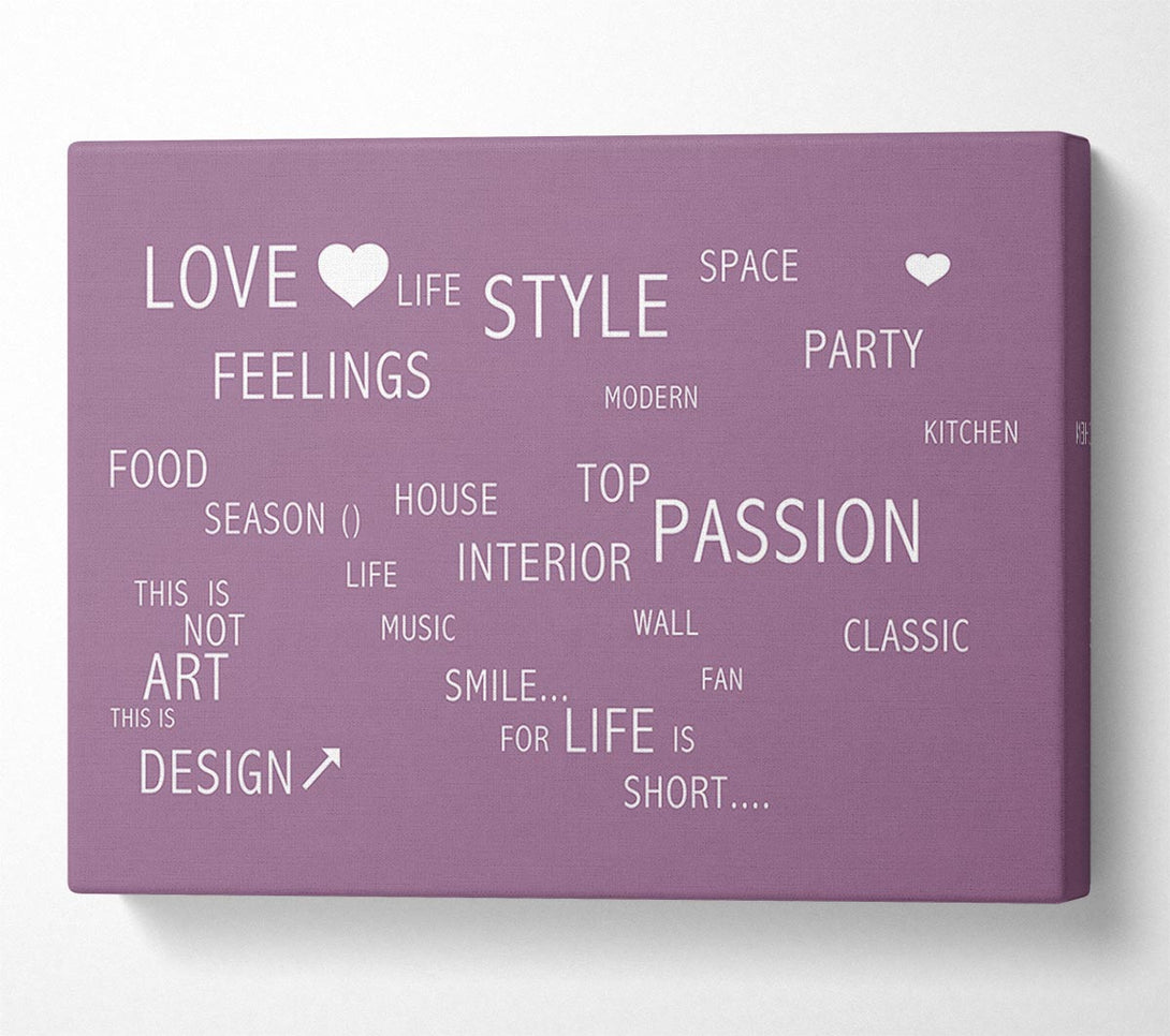  A Canvas Print of Love Quote Love Life Dusty Pink Canvas Print