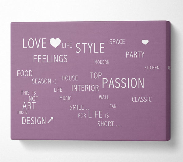  A Canvas Print of Love Quote Love Life Dusty Pink Canvas Print