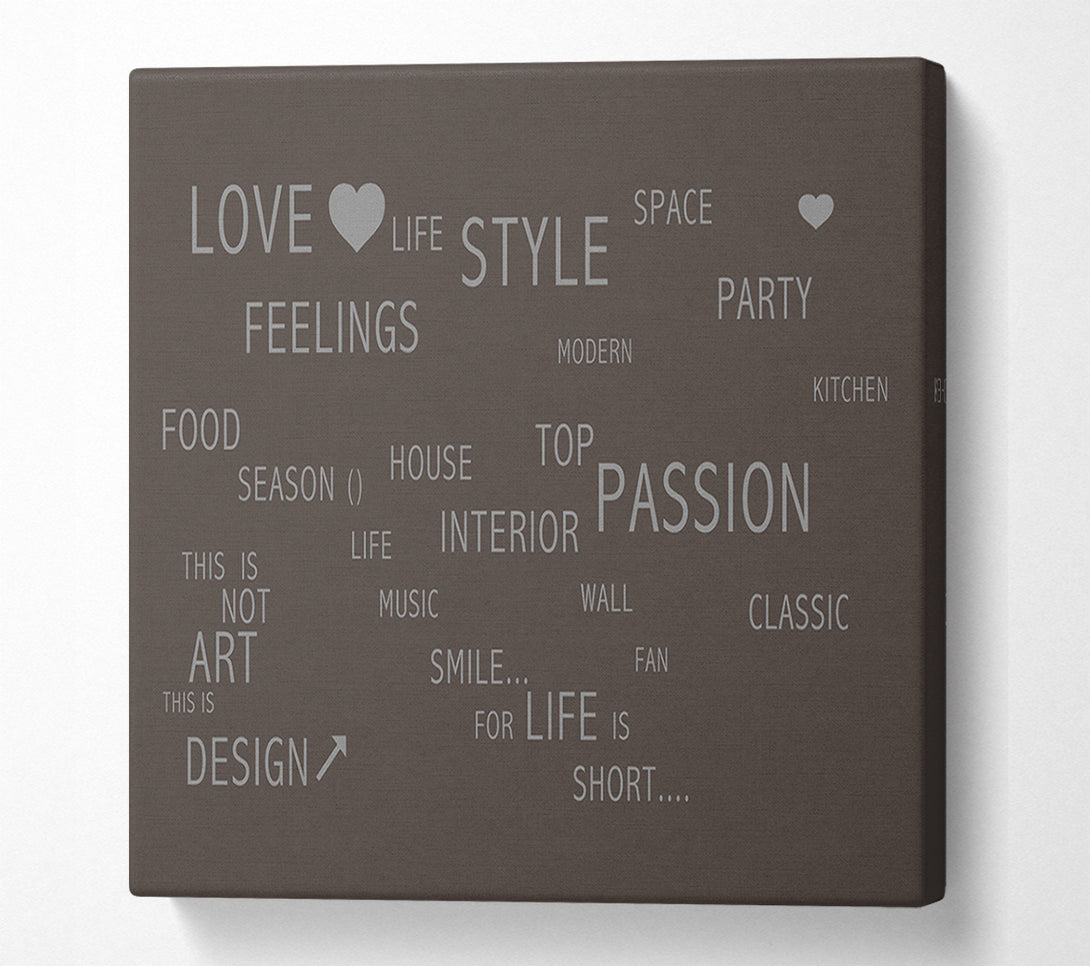  A Canvas Print of Love Quote Love Life Chocolate Canvas Wall Art