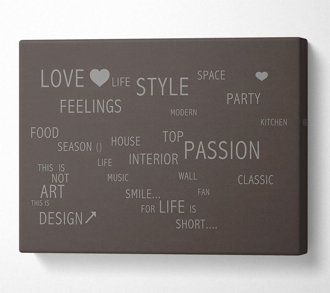  A Canvas Print of Love Quote Love Life Chocolate Canvas Wall Art
