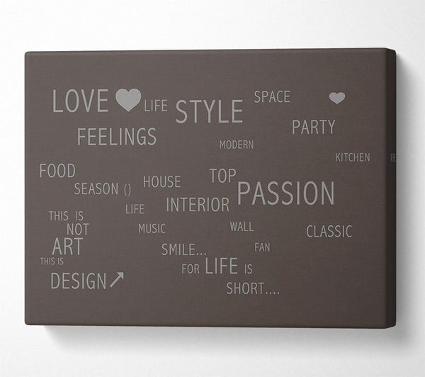 A Canvas Print of Love Quote Love Life Chocolate Canvas Wall Art