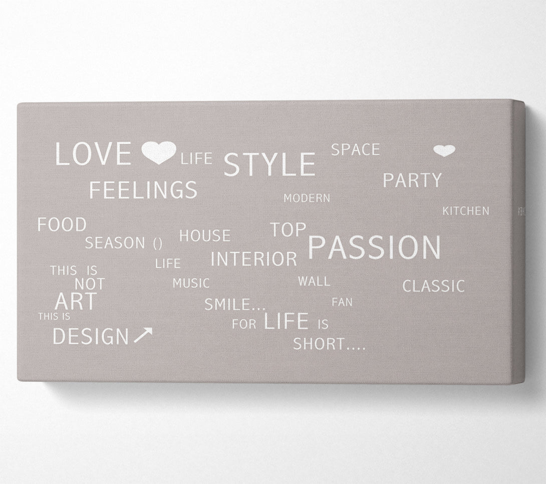  A Canvas Print of Love Quote Love Life Beige Canvas Print